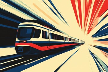 Fototapeta premium High Speed Train Moving Through Tunnel