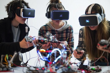 Virtual reality exploration classroom educational experience innovative technology close-up view engaging learning in action