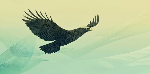 Majestic Eagle Soaring Through Abstract Green Skies