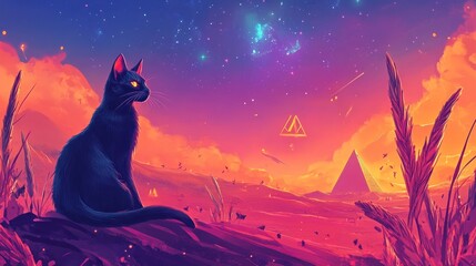 The goddess Bastet in an ethereal Egyptian