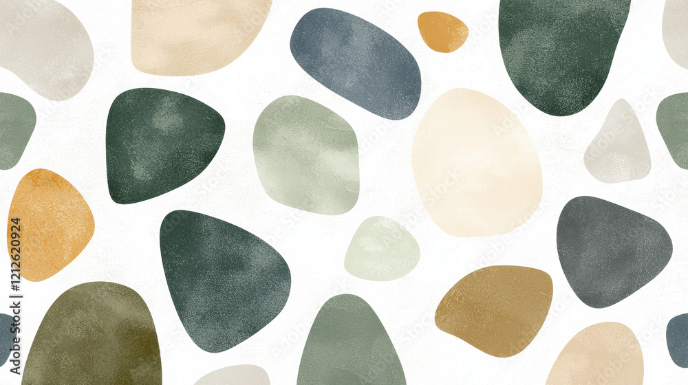 Poster soft green wallpaper with abstract shapes in various colors and sizes
