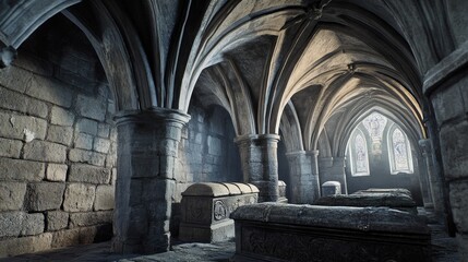 Obraz premium A historic room with ancient stone walls and details