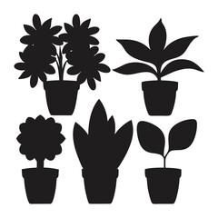 Indoor Plant Silhouette Collection plant silhouette, indoor plants design, black and white plants, houseplant vector, modern plant design, plant graphic art, nature vector collection