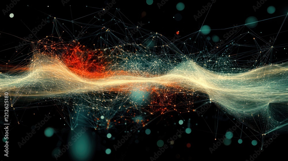 Aufkleber Abstract Network Data Flow Visualization Image