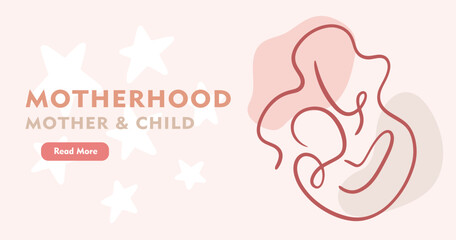 Mother and Baby One Line Website Web Page Template