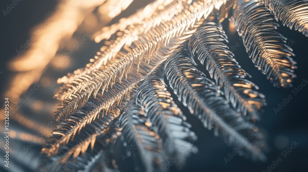 Poster Illuminated Frost Patterns on a Winter Windowpane