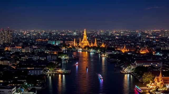 Night view of the bangkok city. Generative AI