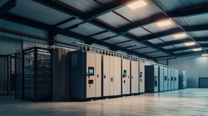 Industrial Facility Featuring Server Racks And Control Panels