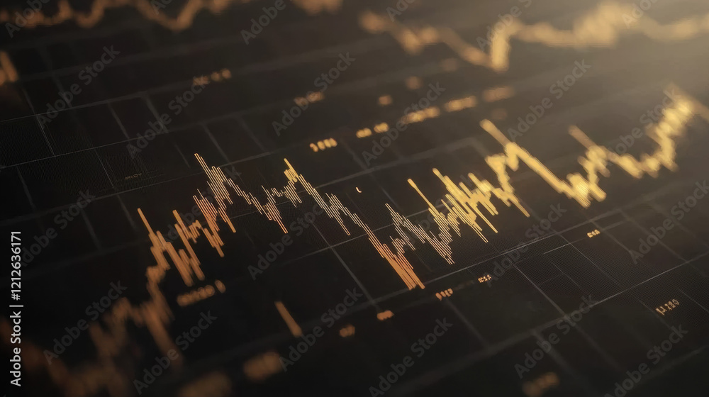 Poster Financial graph with earthy tones and faint patterns, showcasing data trends and fluctuations in modern design