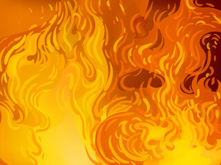 Flame, blaze, bonfire, fire sparks effect background on dark vector illustration design.