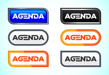 Fototapeta premium Agenda button set of different shapes and colors. Suitable for mobile app, and website UI design.