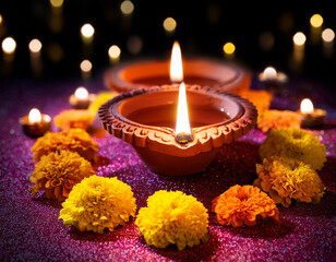 Diwal most important festival of hindu culture know for festivale of light.Earthen diya made in traditional method with clay .Made in India 