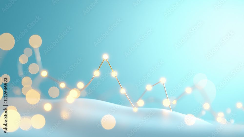 Poster Soft teal background with abstract lines and glowing dots creating serene atmosphere