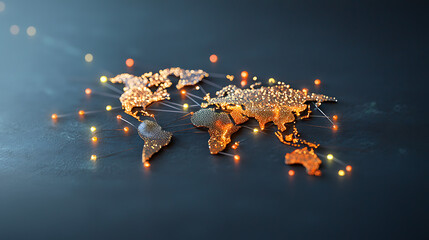 Global business grid illuminated by connections digital network business ecology modern environment aerial view interconnected commerce