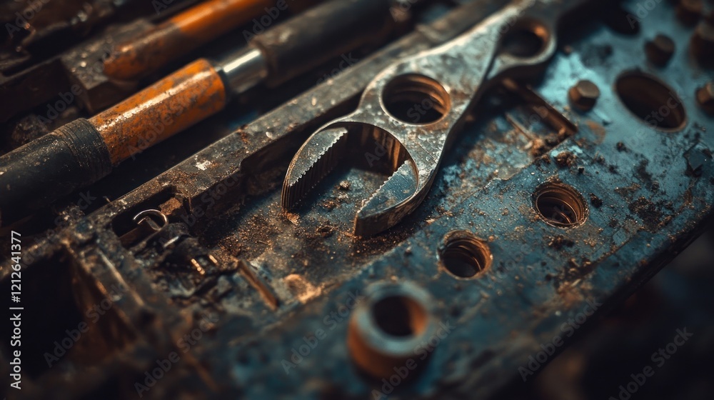 Aufkleber Rusty Tools Resting In A Dusty Toolbox
