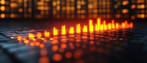 Glowing Bars on Dark Surface.