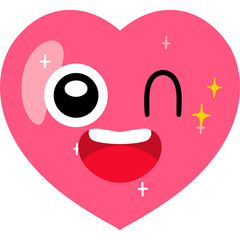 Heart Wink Face Cartoon