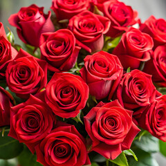 red rose bouquet close up