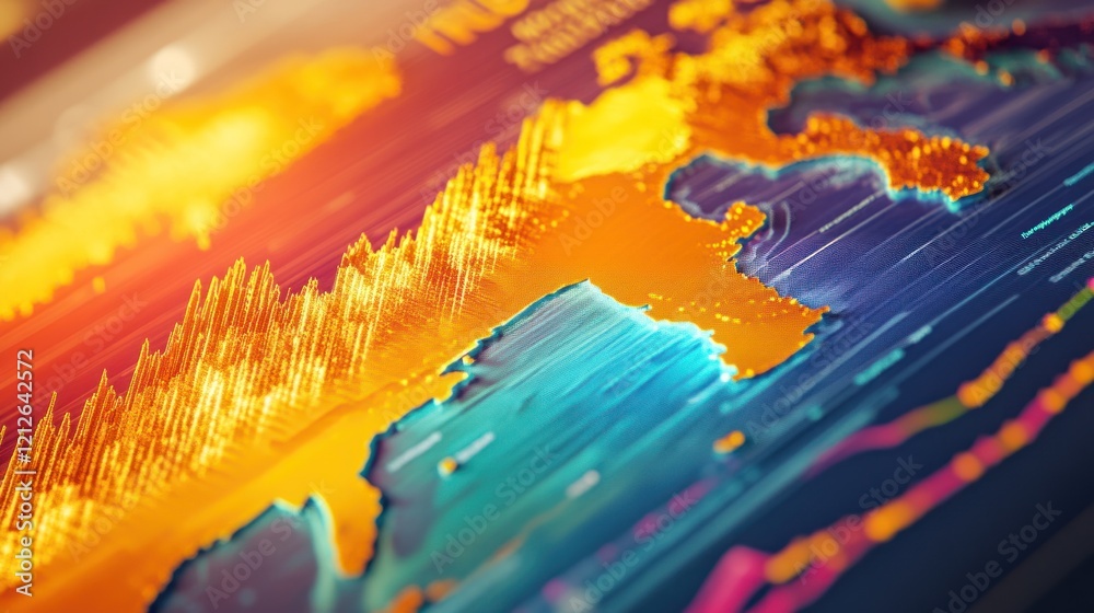 Poster Abstract World Map Data Visualization Showing Growth Trends
