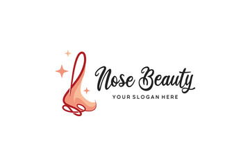 Fototapeta premium Vector illustration of human beauty nose logo design with hand drawn abstract concept