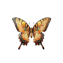 Vibrant Butterfly in Watercolor: A stunning watercolor depiction of a brightly colored butterfly, its delicate wings spread, showcasing intricate patterns and a spectrum of warm hues.