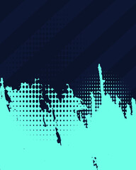Abstract grunge art design in cyan and dark blue color style portrait. Vector illustration. Suitable for poster, wallpaper, banner and wall art.