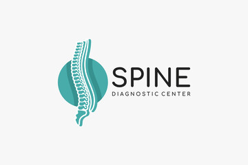 Human spine diagnostic logo design for medical logo. Chiropractic logo vector symbol
