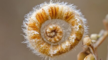 Fiddlehead Fern Unfurling Spiraling Golden Brown