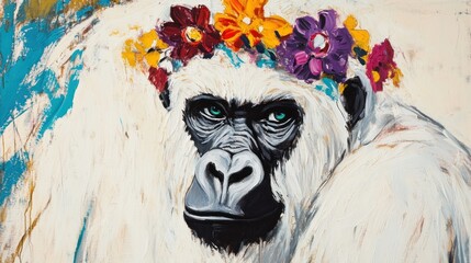 portrait funny white albino gorilla