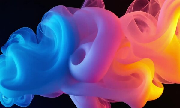 Crumpled paper mimicking the texture of swirling smoke, infused with neon blue, pink, and orange gradients to create a dynamic, ethereal look