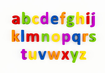 3D Alphabet, 3D ABC With Colorful Letters Of The Alphabet Isolated On White