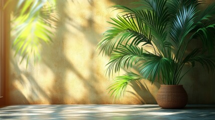 Obraz premium Indoor plants illuminated by warm sunlight