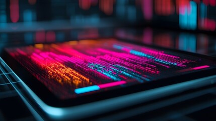 Augmented Reality Graphs and Tablet on Professional Desk for Business Innovation