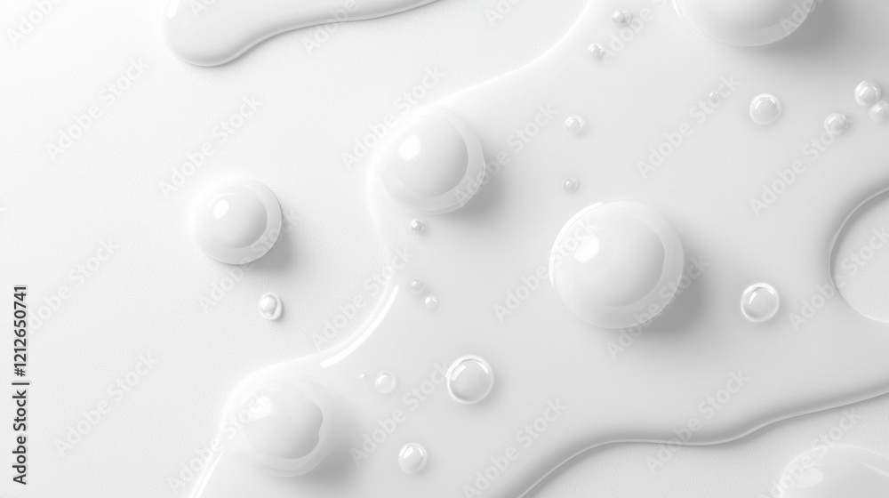 Poster Smooth white texture with glossy bubbles and abstract shapes, creating serene and clean aesthetic