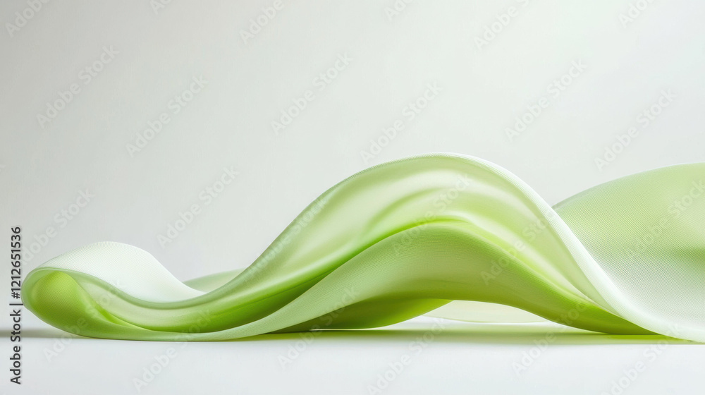 Aufkleber Soft green fabric waves create serene and calming atmosphere, representing health and tranquility