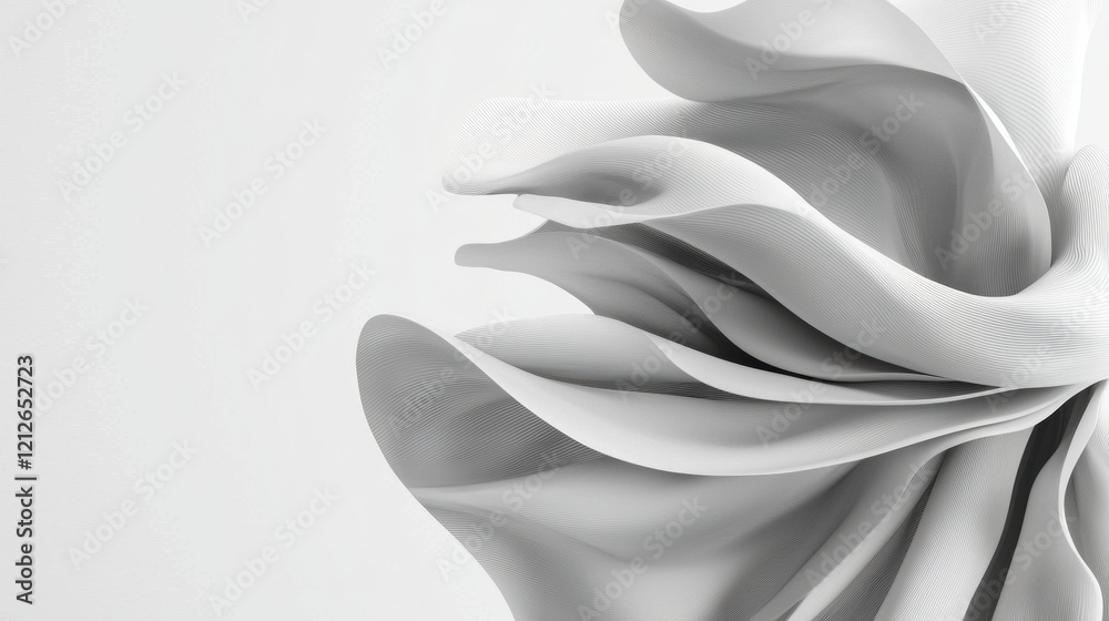Aufkleber minimalist design featuring flowing white shapes on textured background, creating serene and modern 