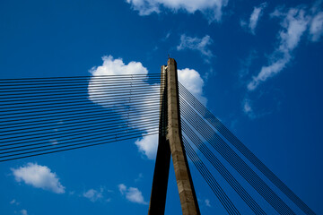 A bridge against a heart of clouds Vansu bridge in Riga Latvia I love Riga