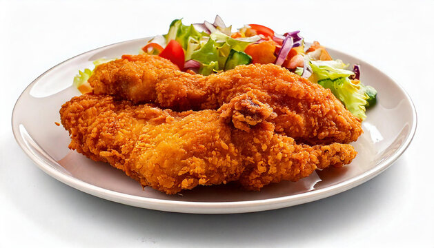 Pollo frito con ensalada