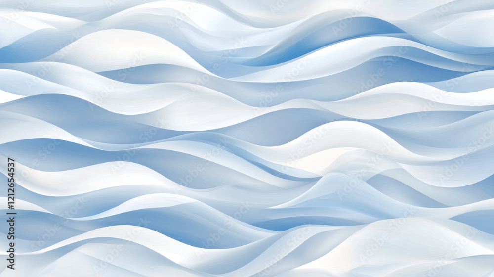 Poster Soft blue and white gradient waves create clean and modern background. Ideal for various design projects