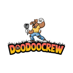 Fun and Playful Dog Logo Design for Pet Waste Removal Service Cartoon Dog Logo for Doodle Cleanup Crew waste removal logo cleaning service logo
