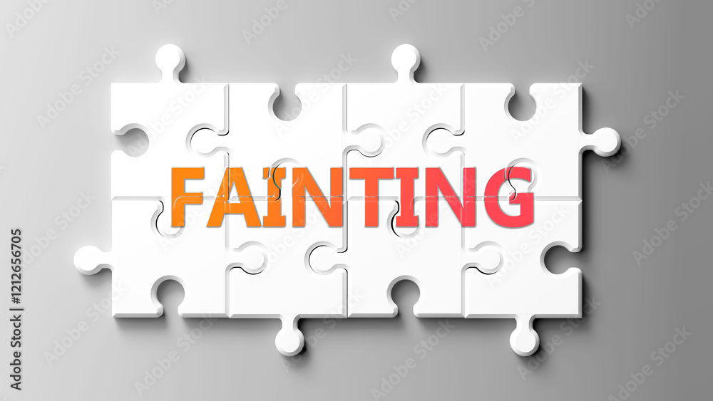 Poster fainting complex like a puzzle - pictured as word fainting on a puzzle pieces to show that fainting 