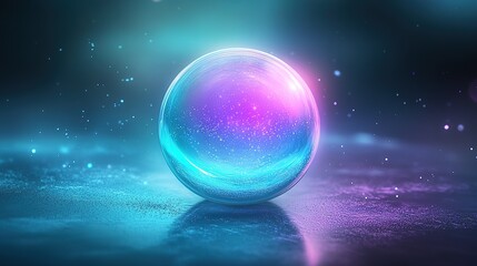 Fototapeta premium A serene glowing orb encased in translucent layers of frosted glass