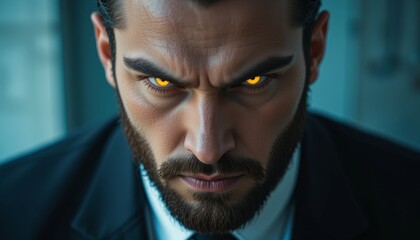 Fototapeta premium Close-Up of a Man with Intense Eyes and a Serious Look