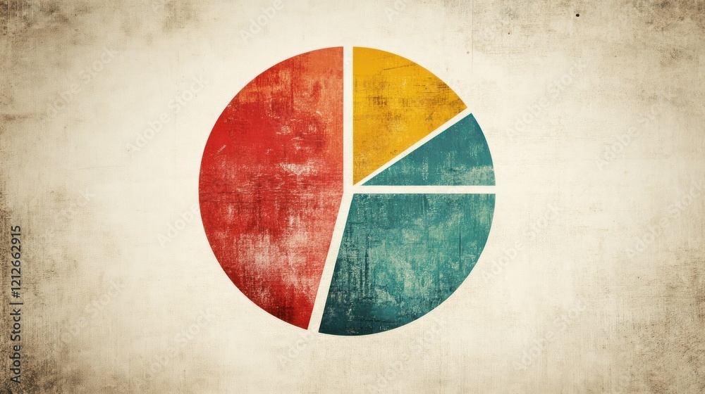 Poster vintage styled pie chart showing data segments