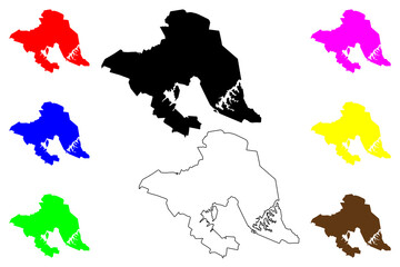 Piraquara city (Federative Republic of Brazil, Paraná or Parana state) map vector illustration, scribble sketch Piraquara map