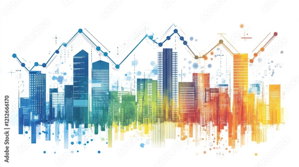 Poster abstract cityscape representing growth and data analysis
