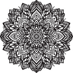 mandala black and white spiritual symbol and pattern with ornament and black and white background
