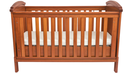 Wooden Baby Crib, isolated on transparent background