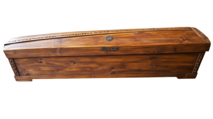 Wooden coffin, isolated on transparent background