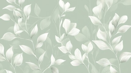Obraz premium Delicate White Floral Design On Sage Green Background